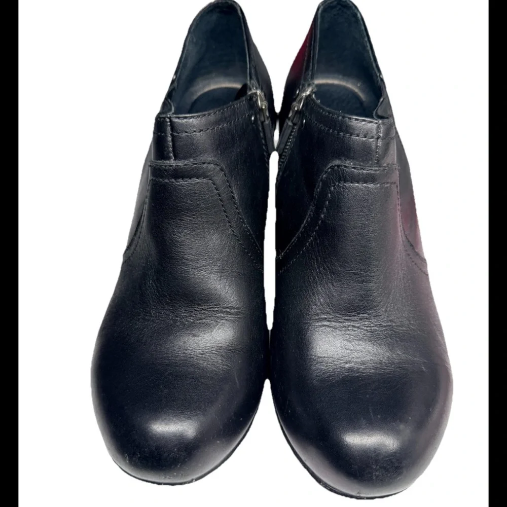 DANSKO Women’s FLORENCE Black Leather Wedge Bootie Side Zip Sz 38 (8-8.5)